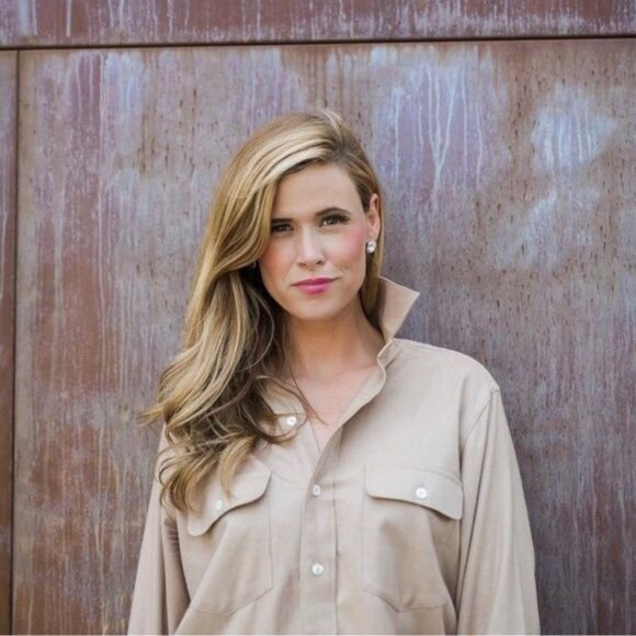 Emily Phillips 6 Shirtdress Tan Top Dress Small Button Down Up Long Sleeve Mini - Picture 5 of 12